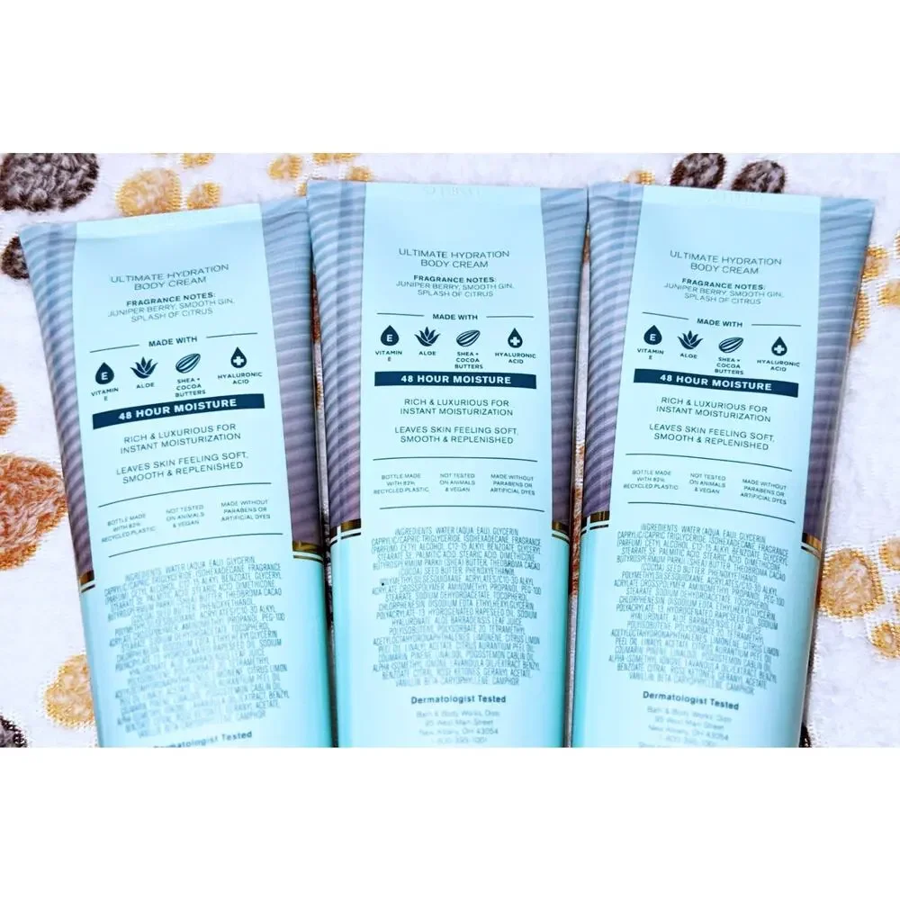 Bath & Body Works Distiller's Gin Men's Shop Ultimate Hydration Body Cream x3